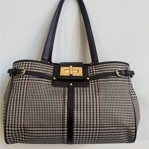 Ralph Lauren Black and Cream Houndstooth Shoulder Bag